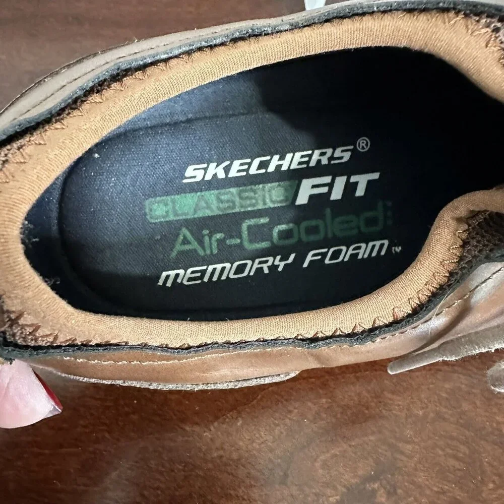 Skechers Men's 10 Brown Heston-Rogic Oxford Leather Air Cooled Memory Foam Shoes